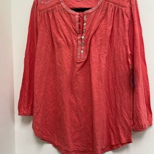 NWT Lucky Brand coral top.Size large orig$59 now $32
